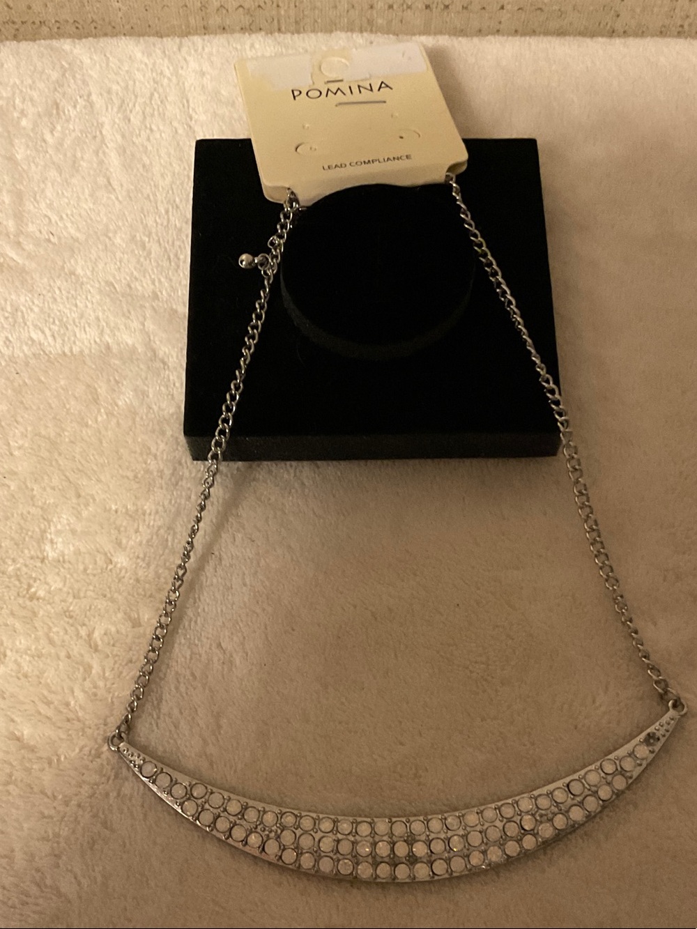 Silver Crescent Crystal Necklace